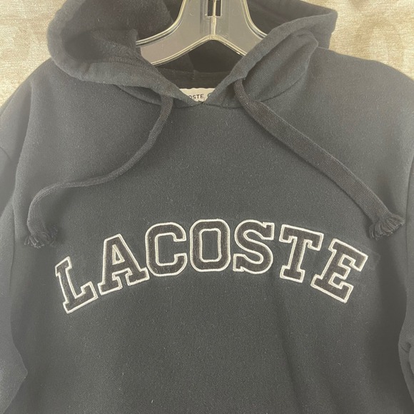 Lacoste Mens Black Arched Logo Fleece Pullover Hoodie Sweatshirt FA10282 Size S - Picture 7 of 9